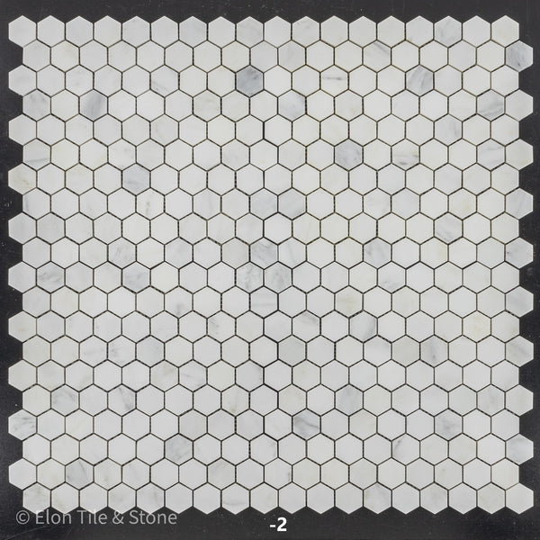 Pearl White 1 1/4" Hexagon Mosaic Polished - Elon Tile & Stone