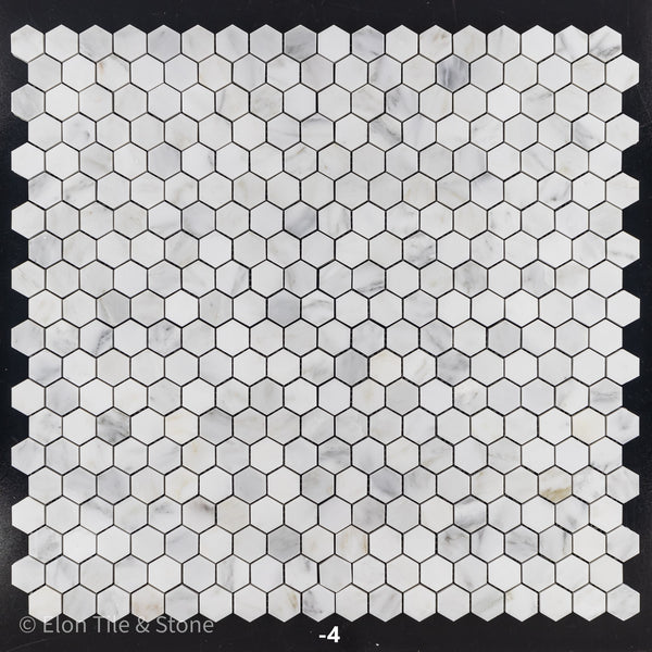Pearl White 1 1/4" Hexagon Mosaic Polished - Elon Tile & Stone