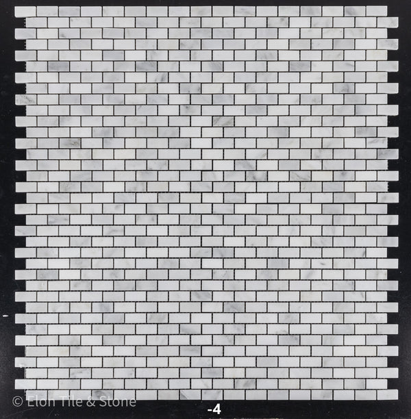 Pearl White 5/8" x 1 1/4" Mini Brick Mosaic Polished - Elon Tile & Stone