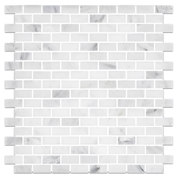 Pearl White 5/8" x 1 1/4" Mini Brick Mosaic Polished - Elon Tile & Stone