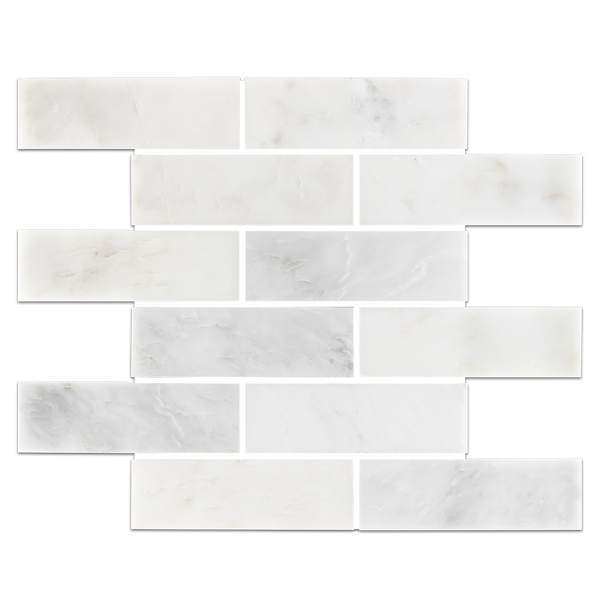 Pearl White 2" x 6" Brick Mosaic Honed - Elon Tile & Stone