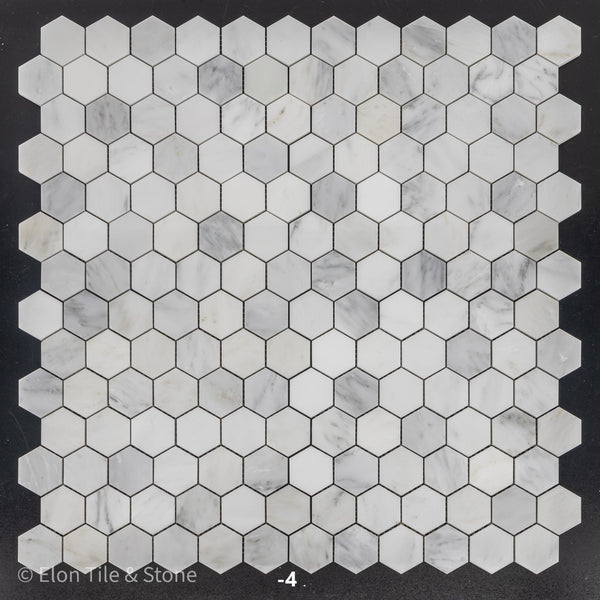 Pearl White 2" Hexagon Mosaic Polished