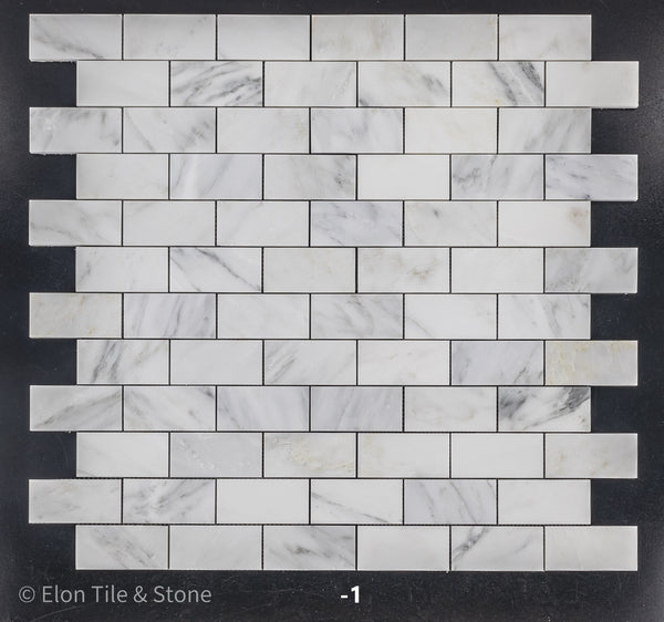 **LIMITED STOCK** Pearl White 2" x 4" Brick (No Bevel) Mosaic Honed