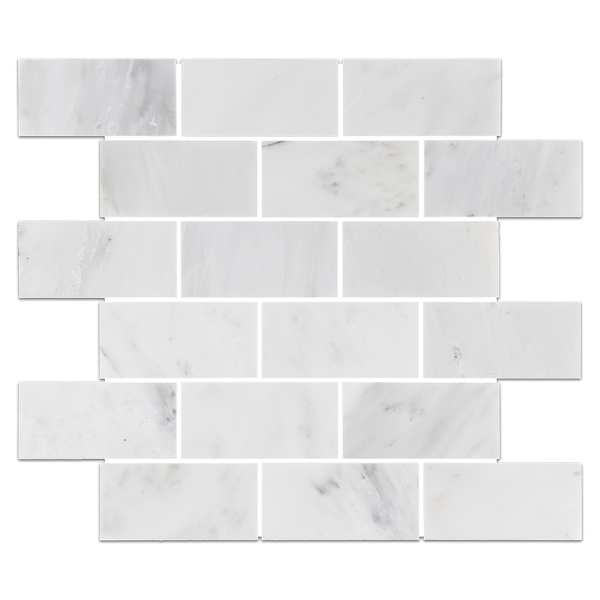 **LIMITED STOCK** Pearl White 2" x 4" Brick (No Bevel) Mosaic Honed