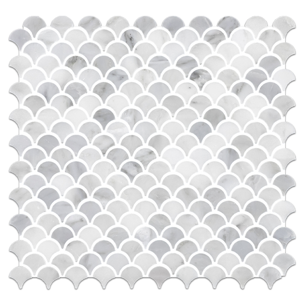 Pearl White Fan Mosaic Polished