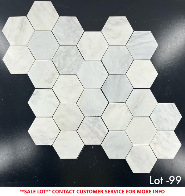 Pearl White 5" Hexagon Mosaic Polished - Elon Tile & Stone