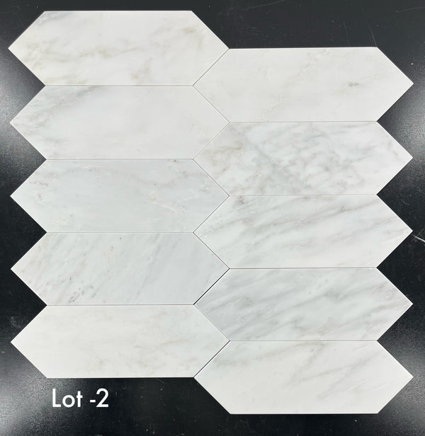 Pearl White 4" x 12" Picket Honed