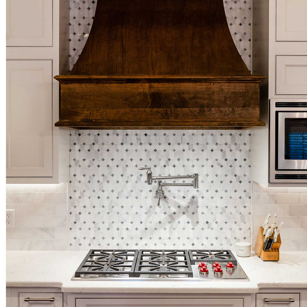 Pearl White Starlight with Pacific Gray Star Mosaic Polished