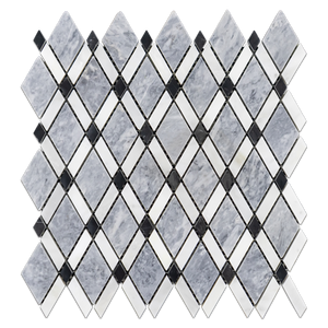 Pacific Gray Lattice with Absolute White Mosaic Polished - Elon Tile & Stone