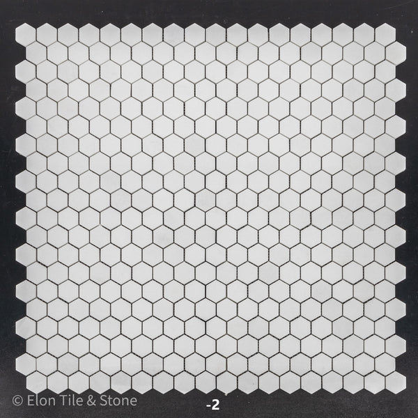 Mosaico hexagonal Thassos blanco de 1 1/4" pulido