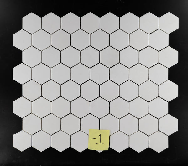 Mosaico hexagonal blanco Thassos de 3" pulido