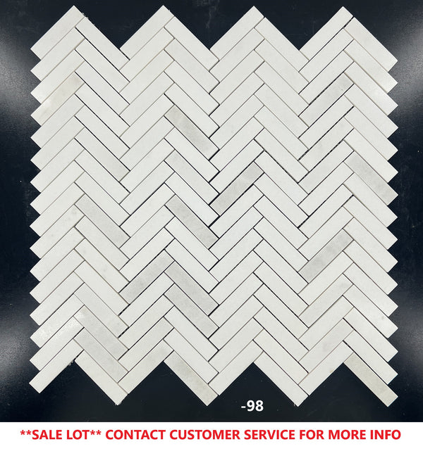 Mosaico de espiga de Thassos blanco de 1" x 4" pulido