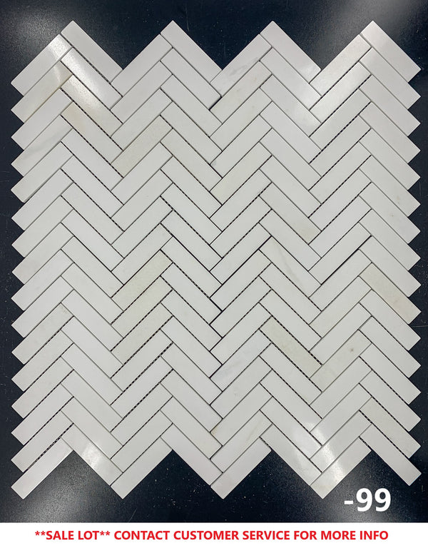 Mosaico de espiga de Thassos blanco de 1" x 4" pulido