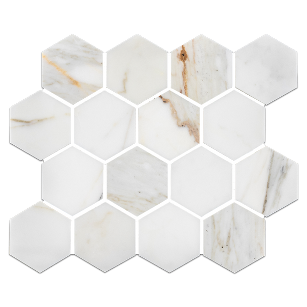 Calacatta Gold 3" Hexagon Mosaic Honed