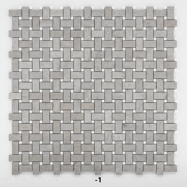 **STOCK LIMITADO** Tejido de cesta Sand Dollar con mosaico de punto absoluto blanco de 3/8" pulido