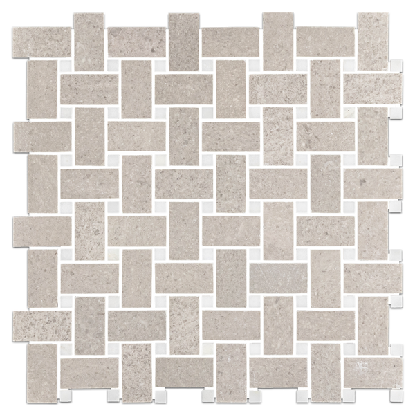 **STOCK LIMITADO** Tejido de cesta Sand Dollar con mosaico de punto absoluto blanco de 3/8" pulido