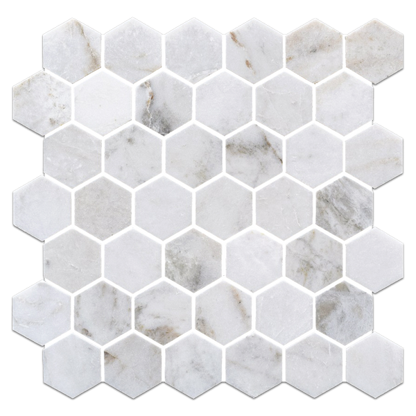 Bianco Oro 2" Hexagon Mosaic Honed