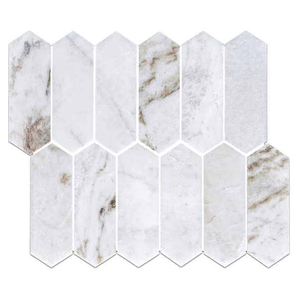 Bianco Oro 2" x 6" Picket Mosaic Honed