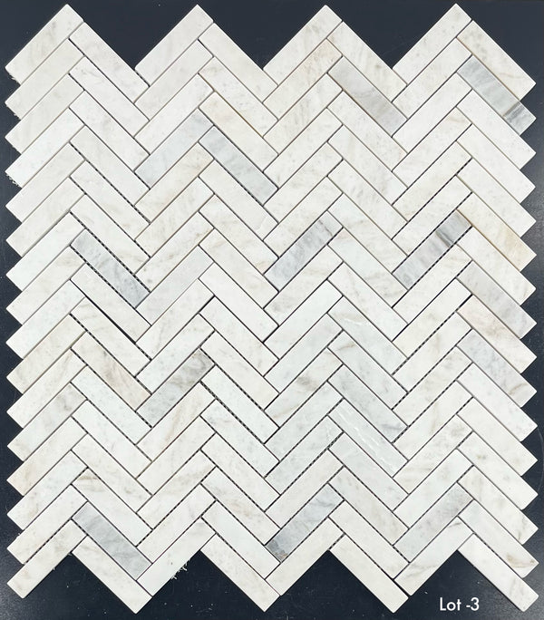 Bianco Oro 1" x 4" Herringbone Mosaic Honed