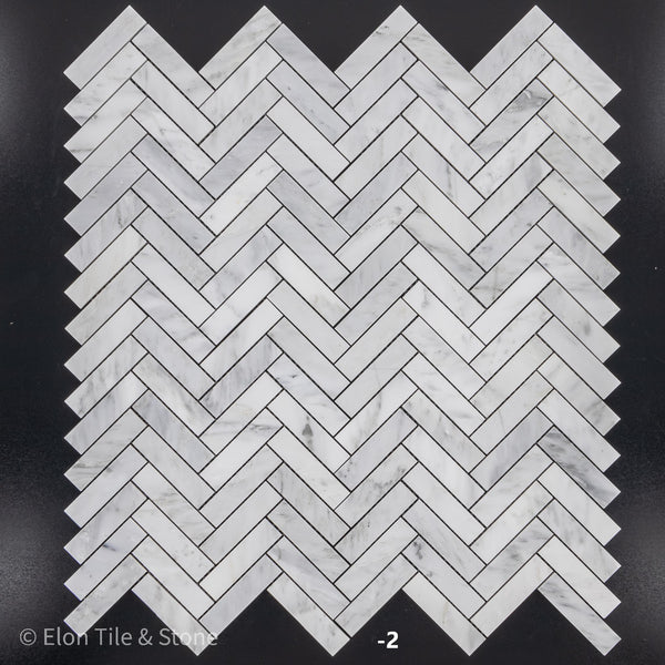 Mystic Gray 1" x 4" Herringbone Mosaic Honed