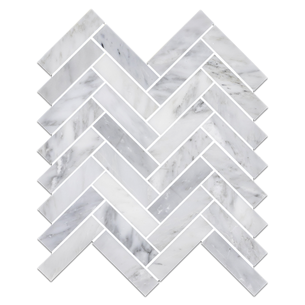 Mystic Gray 1" x 4" Herringbone Mosaic Honed