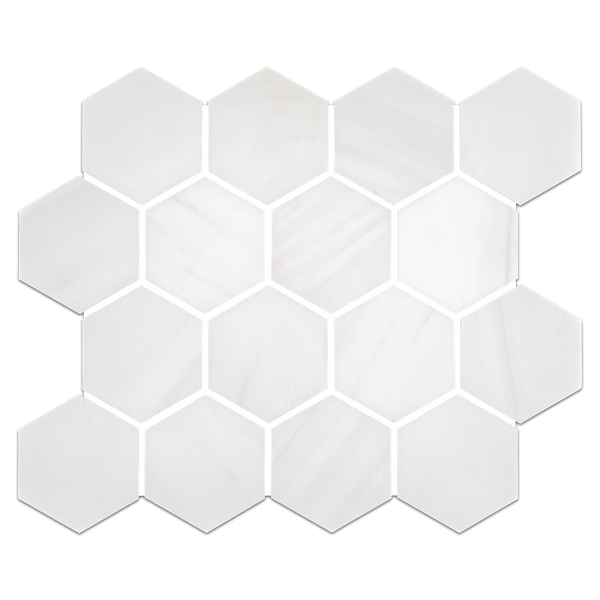 Dolomite 3" Hexagon Mosaic Honed