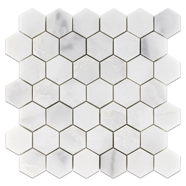 Ice White 2" Hexagon Mosaic Polished (0.97 sf) - Elon Tile