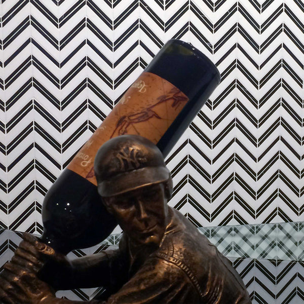 **LIMITED STOCK** White Thassos Chevron with Black Strips Mosaic Polished - Elon Tile