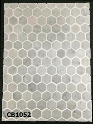 CB1052 - 1 1/4" Bianco Carrara Hexagon Mosaic Board - Elon Tile