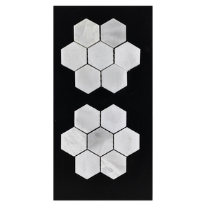 CC12 - Ice White 2" Hexagon Mosaic Honed and 2" Hexagon Mosaic Polished Card - Elon Tile