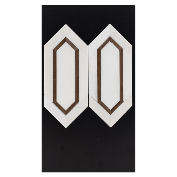 CC70 - Dolomite Picket with Copper Rose Aluminum Mosaic Honed Card - Elon Tile