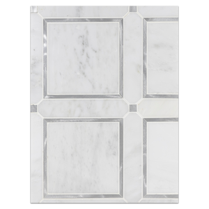 Mosaic Board Collection - CP569 - Pearl White Frame with Silver Aluminum Mosaic Honed - Elon Tile