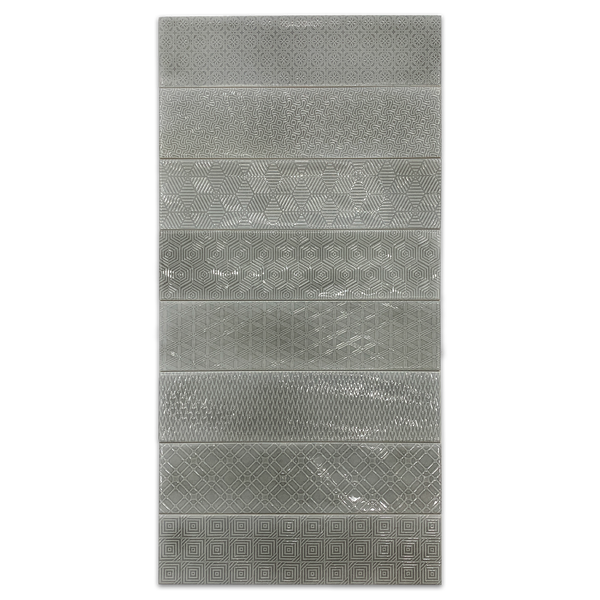 Opal Gray 3" x 12" Assorted Decos - Elon Tile