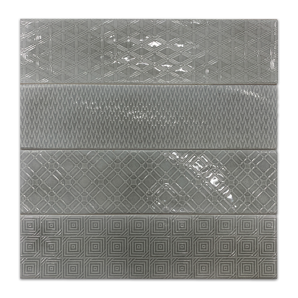Opal Gray 3" x 12" Assorted Decos - Elon Tile