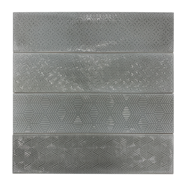 Opal Gray 3" x 12" Assorted Decos - Elon Tile