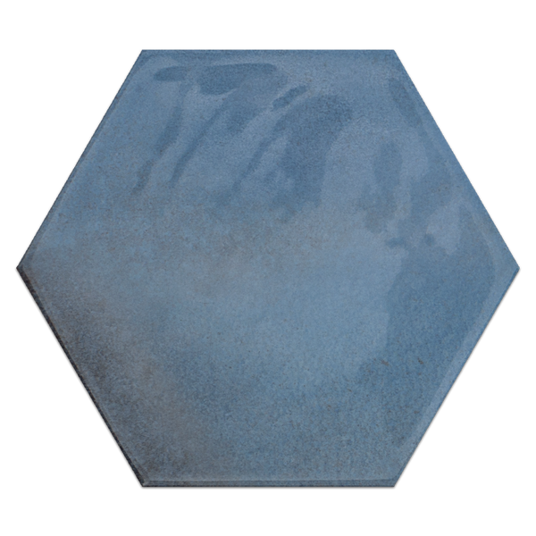 Moon Ceramic Blue Hexagon Glossy