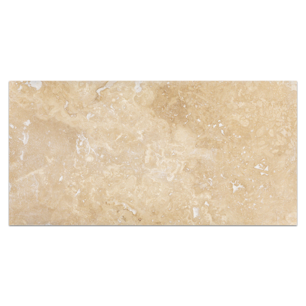 Cross-Cut Light Ivory Travertine 12" x 24" Honed & Filled