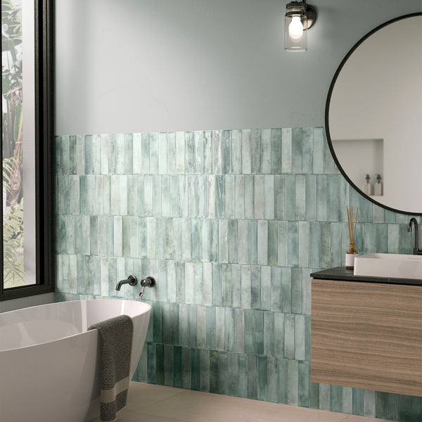 Porcelana brillante Timeless Green de 3" x 12"