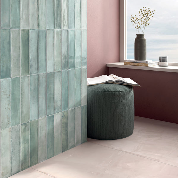 Porcelana brillante Timeless Green de 12" x 24"