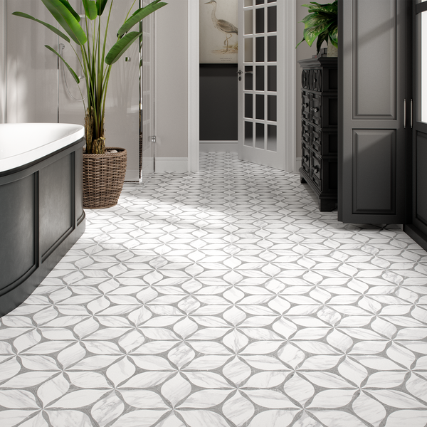 Corola Grey 8" Hexagon Porcelain - Elon Tile