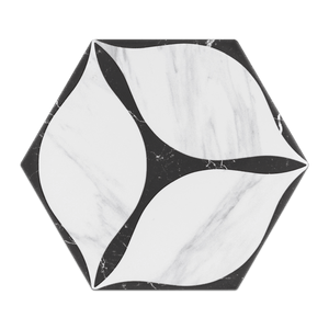 Corola Black 8" Hexagon Porcelain - Elon Tile
