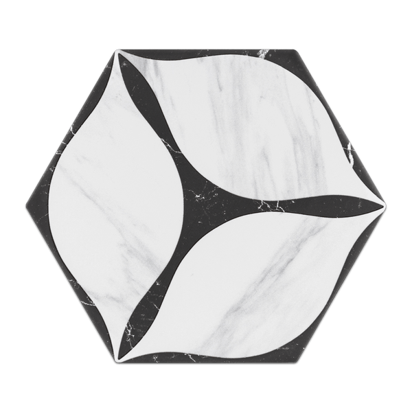 Corola Black 8" Hexagon Porcelain - Elon Tile