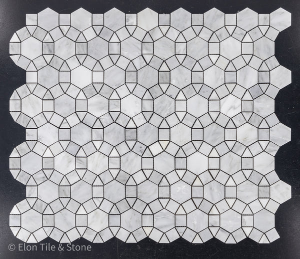 Pearl White Pin Wheel Mosaic Polished