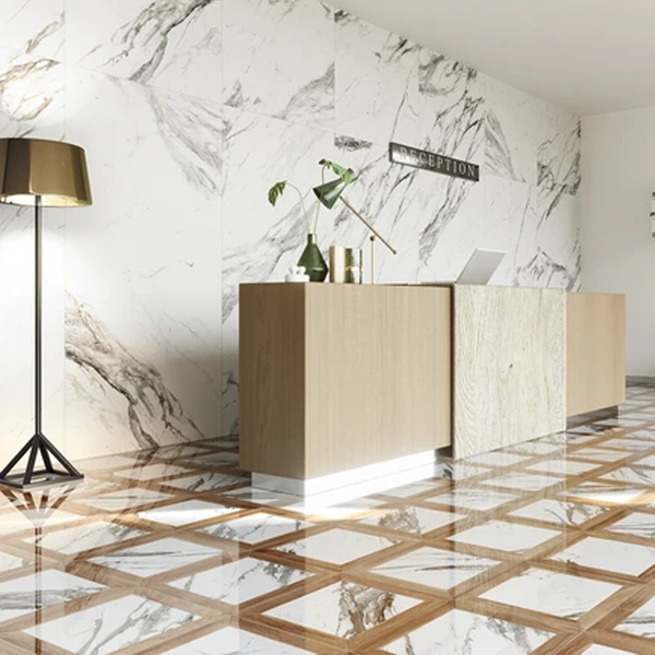 Calacatta Square Porcelain 19" x 19" Semi Polished - Elon Tile