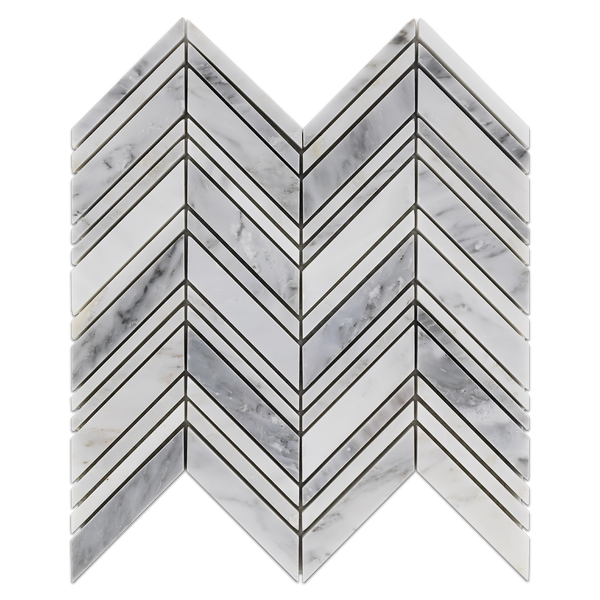 Pearl White Chevron Mosaic Polished (0.87 sf) - Elon Tile & Stone
