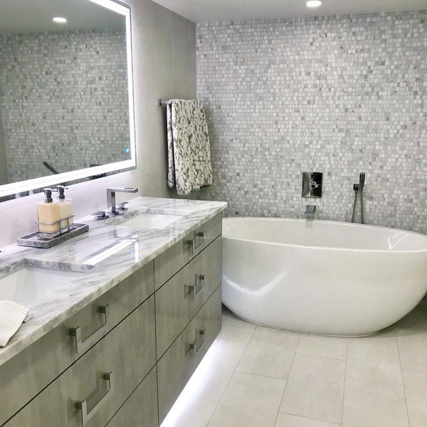 Pearl White Random Broken Joint Mosaic Honed