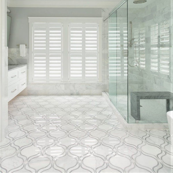 Pearl White Royal Lantern with Mystic Gray Waterjet Polished