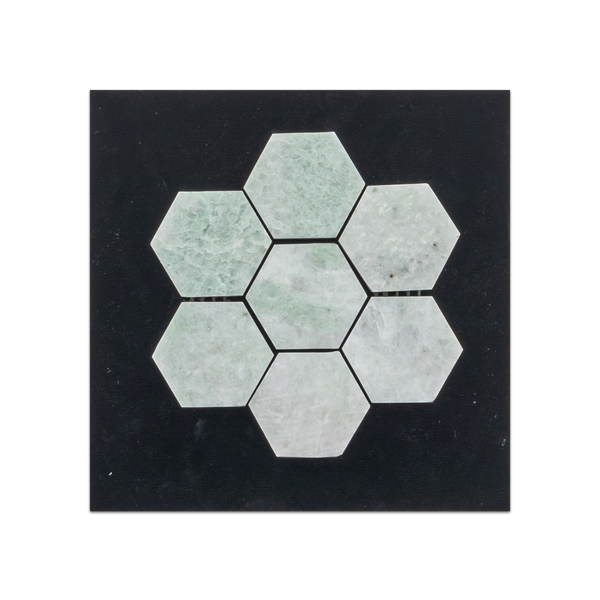S113 - Ming Green 2" Hexagon Mosaic Polished Swatch Card