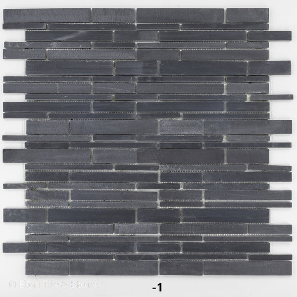 Midnight Random Strip Mosaic Cleft & Honed