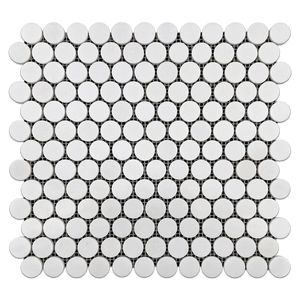 White Thassos 1" Rounds Mosaic Polished - Elon Tile
